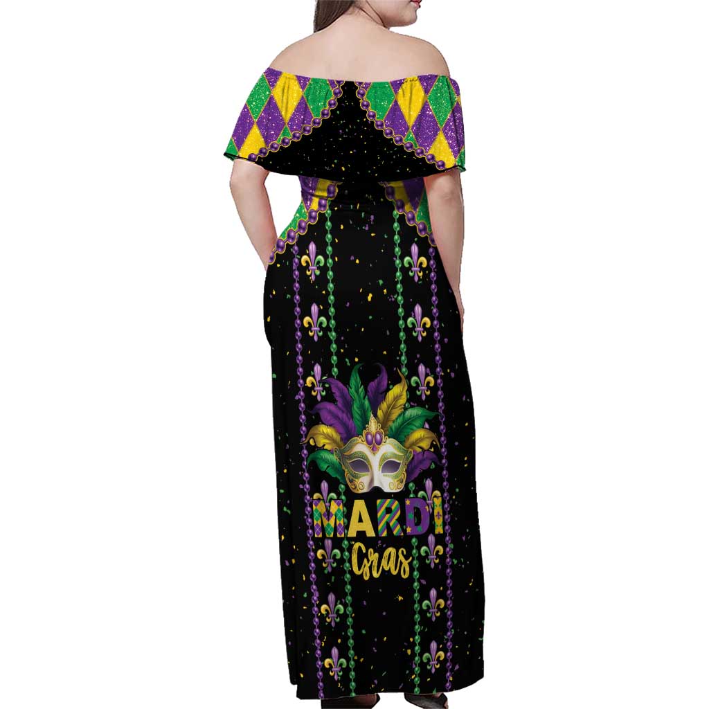 Funny Mardi Gras Family Matching Off Shoulder Maxi Dress and Hawaiian Shirt Let The Shenanigans Begin