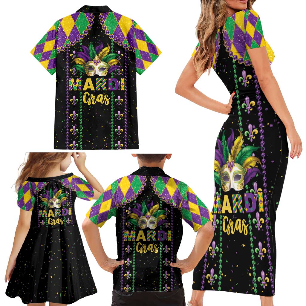 Funny Mardi Gras Family Matching Short Sleeve Bodycon Dress and Hawaiian Shirt Let The Shenanigans Begin
