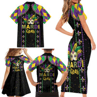 Funny Mardi Gras Family Matching Short Sleeve Bodycon Dress and Hawaiian Shirt Let The Shenanigans Begin