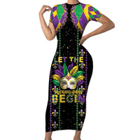 Funny Mardi Gras Family Matching Short Sleeve Bodycon Dress and Hawaiian Shirt Let The Shenanigans Begin