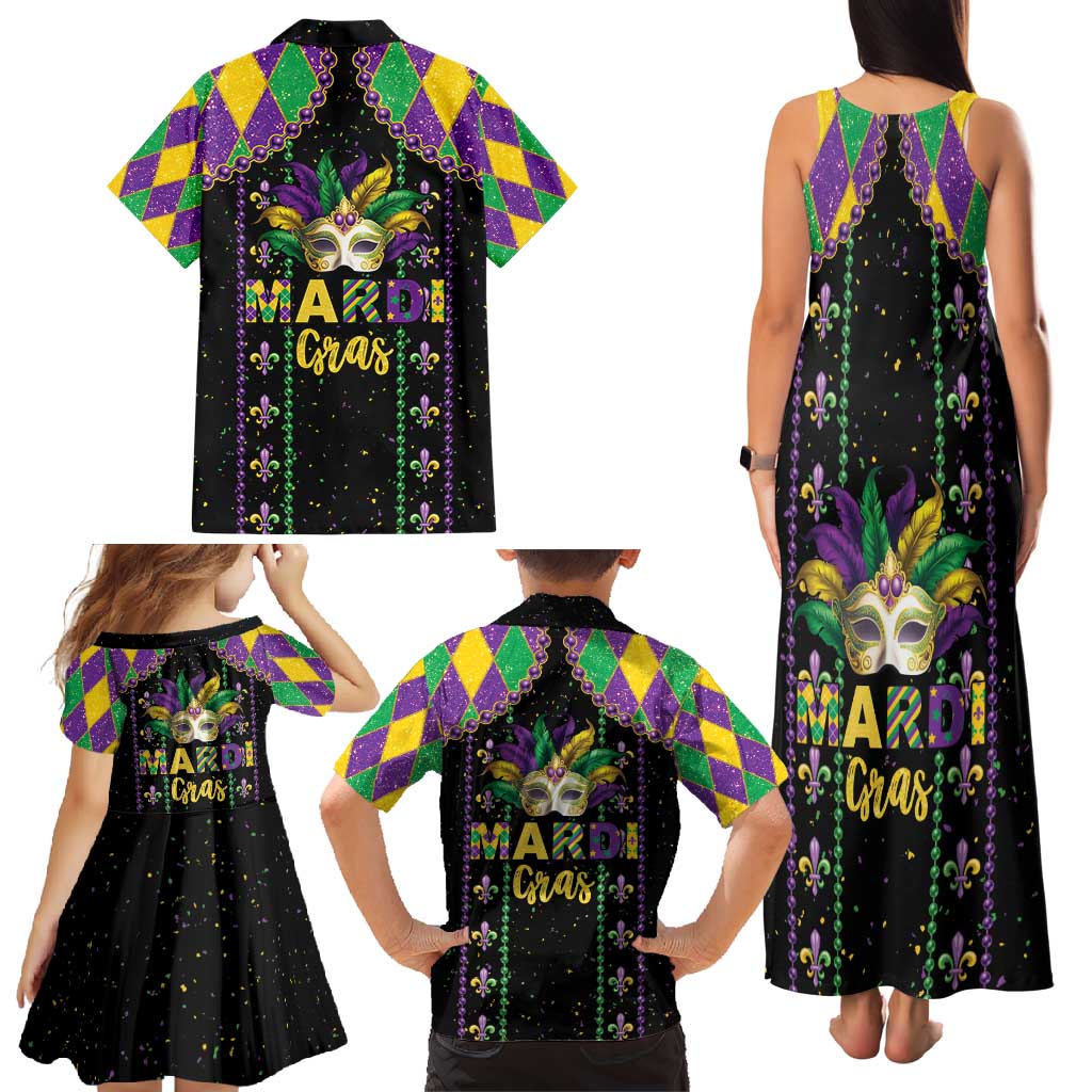 Funny Mardi Gras Family Matching Tank Maxi Dress and Hawaiian Shirt Let The Shenanigans Begin