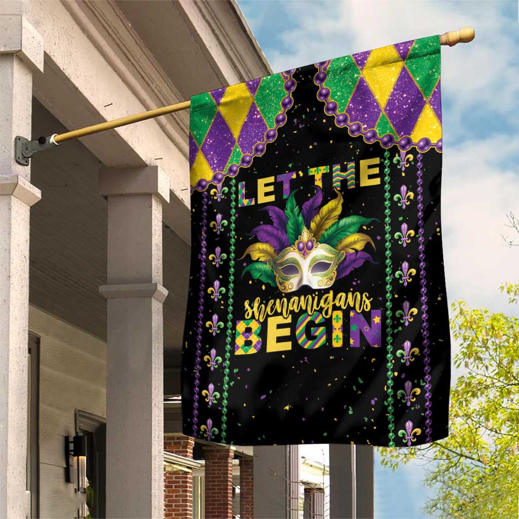 Funny Mardi Gras Garden Flag Let The Shenanigans Begin