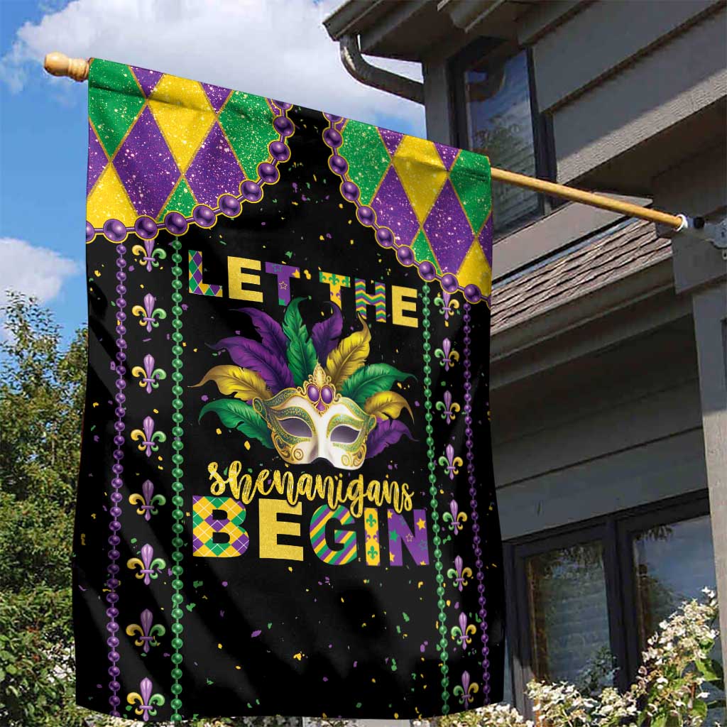 Funny Mardi Gras Garden Flag Let The Shenanigans Begin