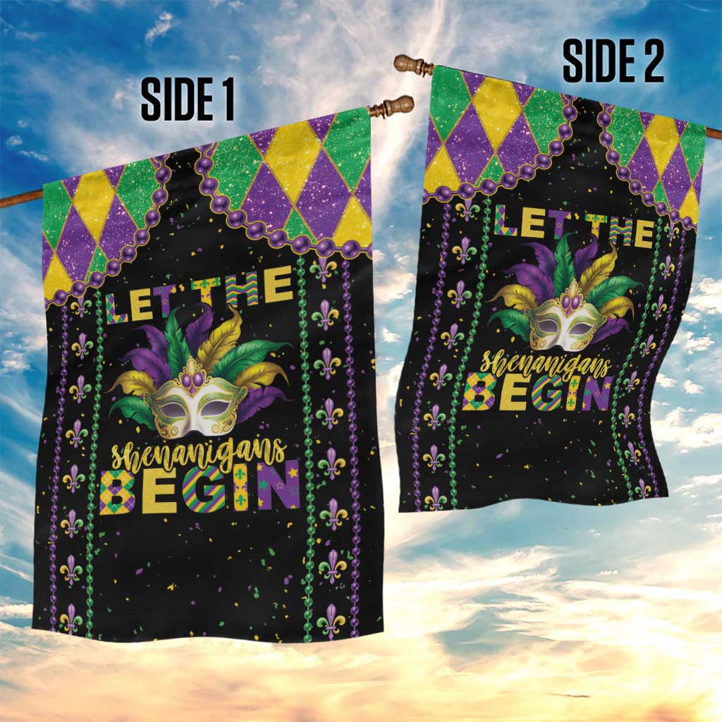 Funny Mardi Gras Garden Flag Let The Shenanigans Begin