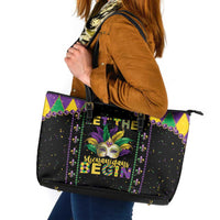 Funny Mardi Gras Leather Tote Bag Let The Shenanigans Begin