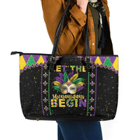 Funny Mardi Gras Leather Tote Bag Let The Shenanigans Begin