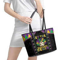 Funny Mardi Gras Leather Tote Bag Let The Shenanigans Begin