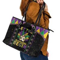 Funny Mardi Gras Leather Tote Bag Let The Shenanigans Begin