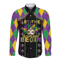 Funny Mardi Gras Long Sleeve Button Shirt Let The Shenanigans Begin