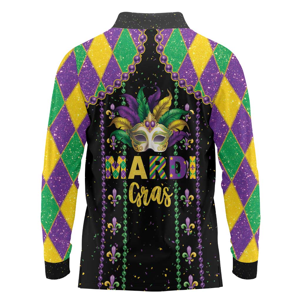 Funny Mardi Gras Long Sleeve Polo Shirt Let The Shenanigans Begin