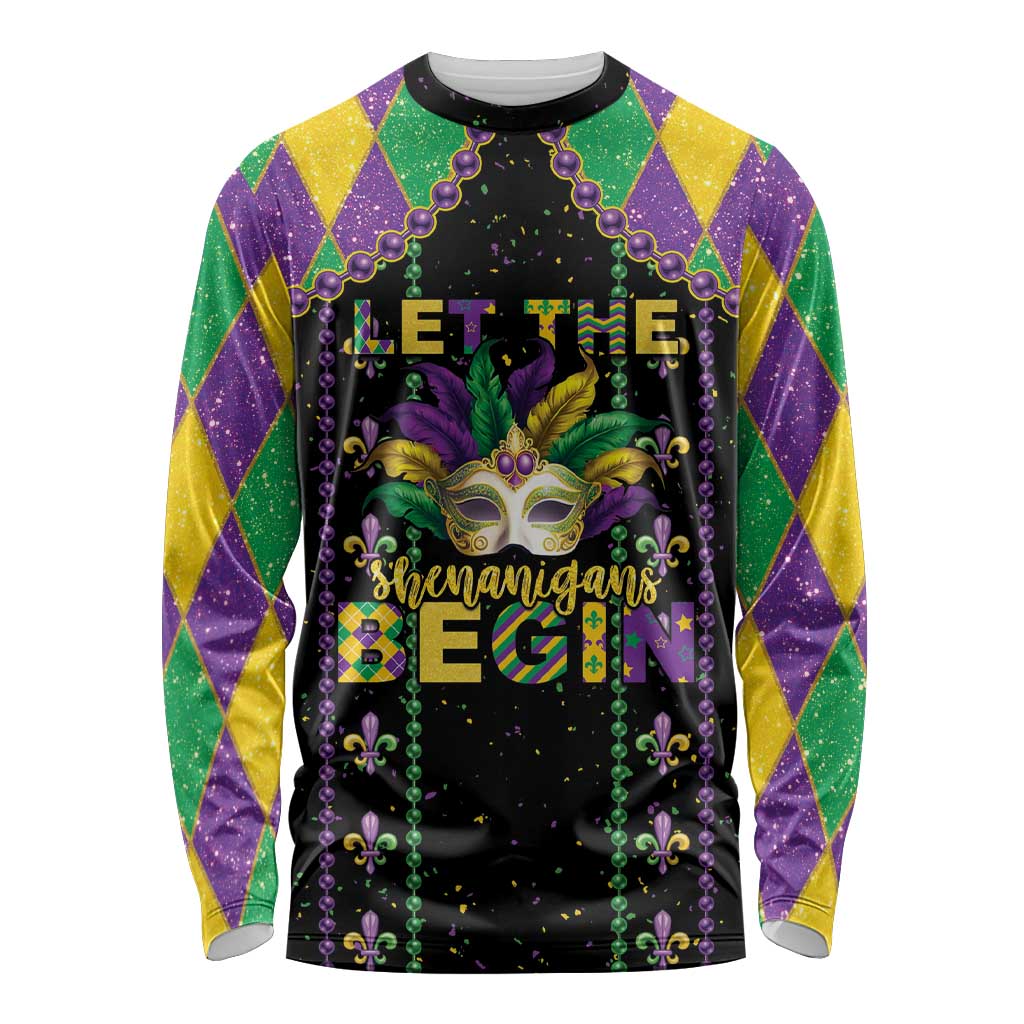 Funny Mardi Gras Long Sleeve Shirt Let The Shenanigans Begin