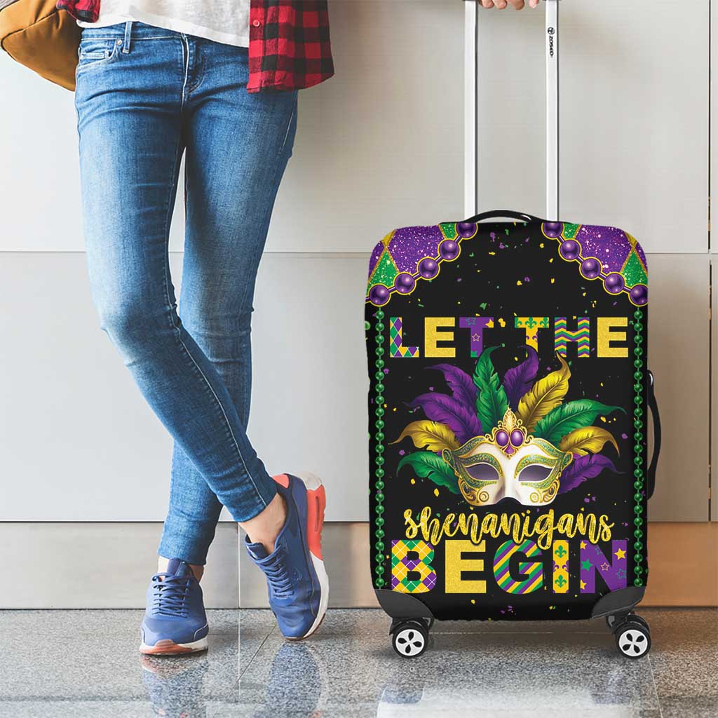 Funny Mardi Gras Luggage Cover Let The Shenanigans Begin