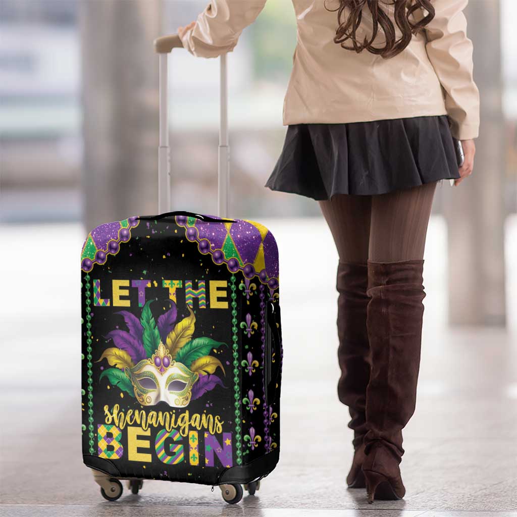 Funny Mardi Gras Luggage Cover Let The Shenanigans Begin