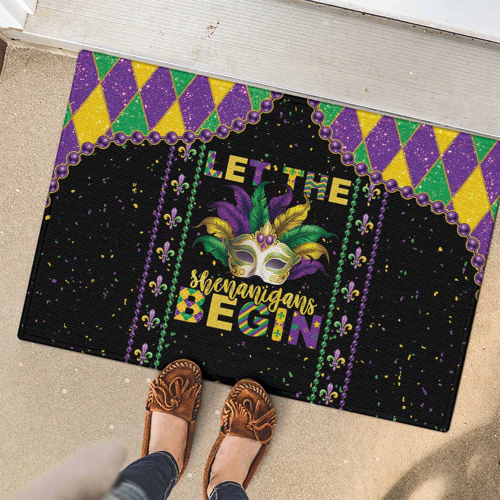 Funny Mardi Gras Rubber Doormat Let The Shenanigans Begin LT05 - Wonder Print Shop