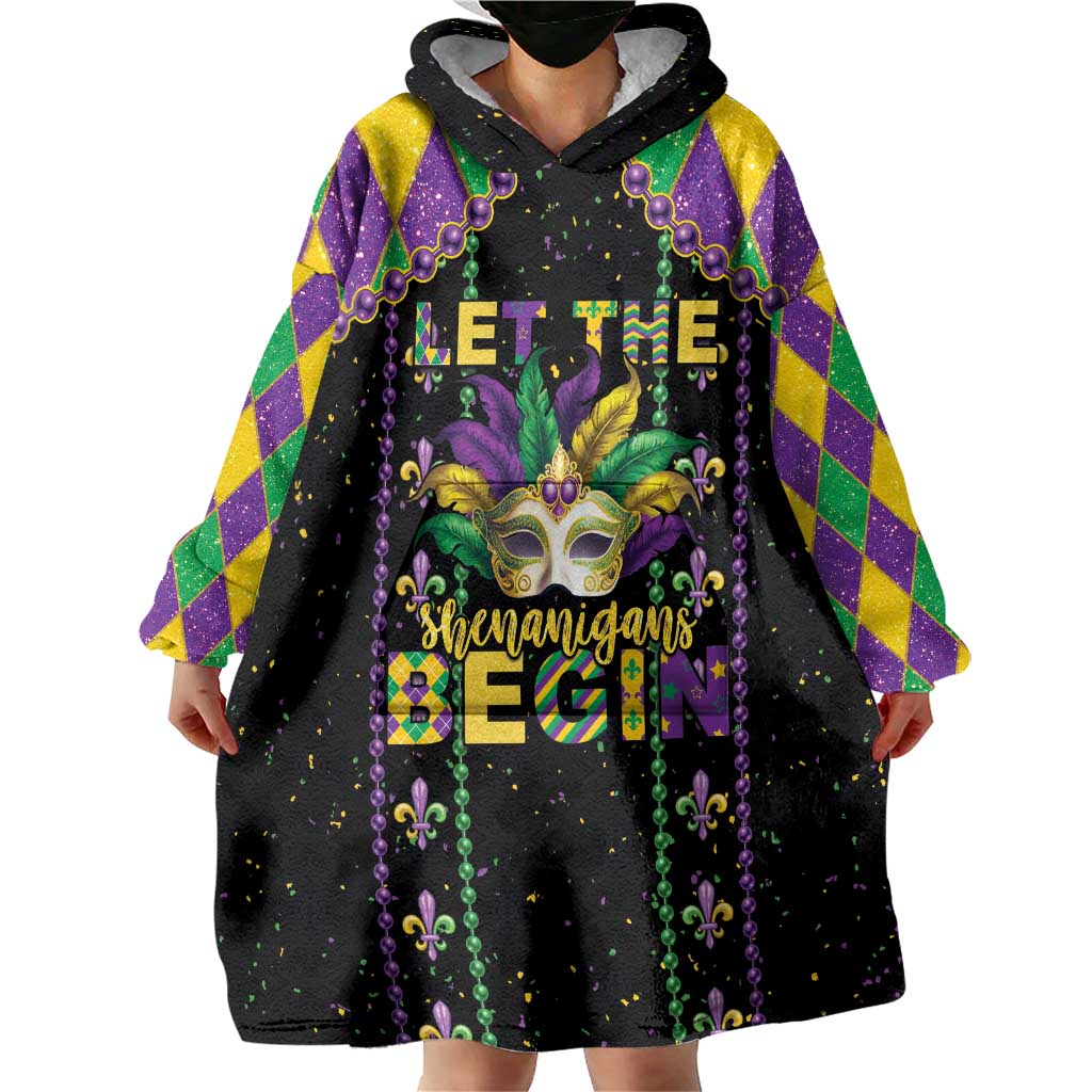 Funny Mardi Gras Wearable Blanket Hoodie Let The Shenanigans Begin LT05 - Wonder Print Shop