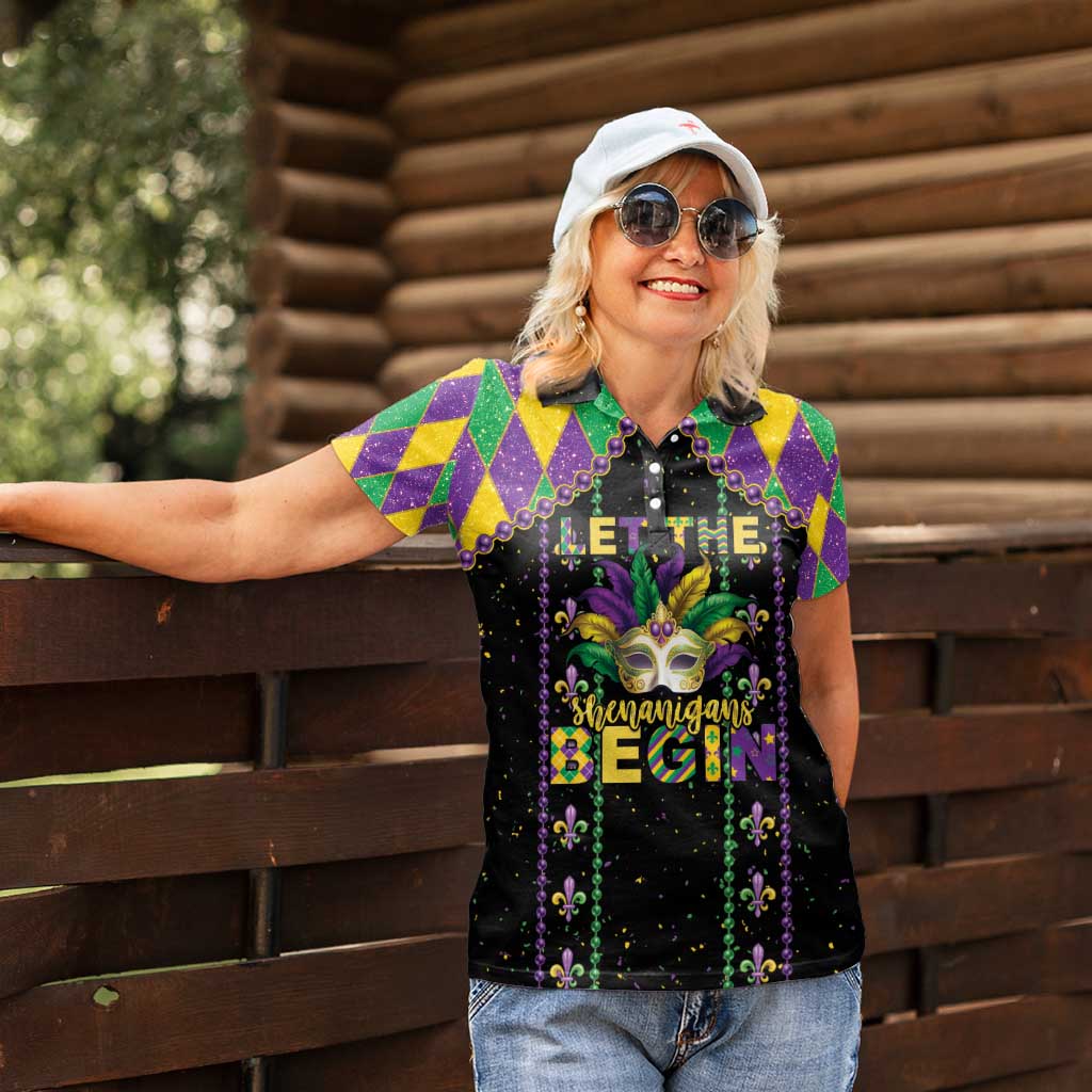 Funny Mardi Gras Women Polo Shirt Let The Shenanigans Begin LT05 - Wonder Print Shop