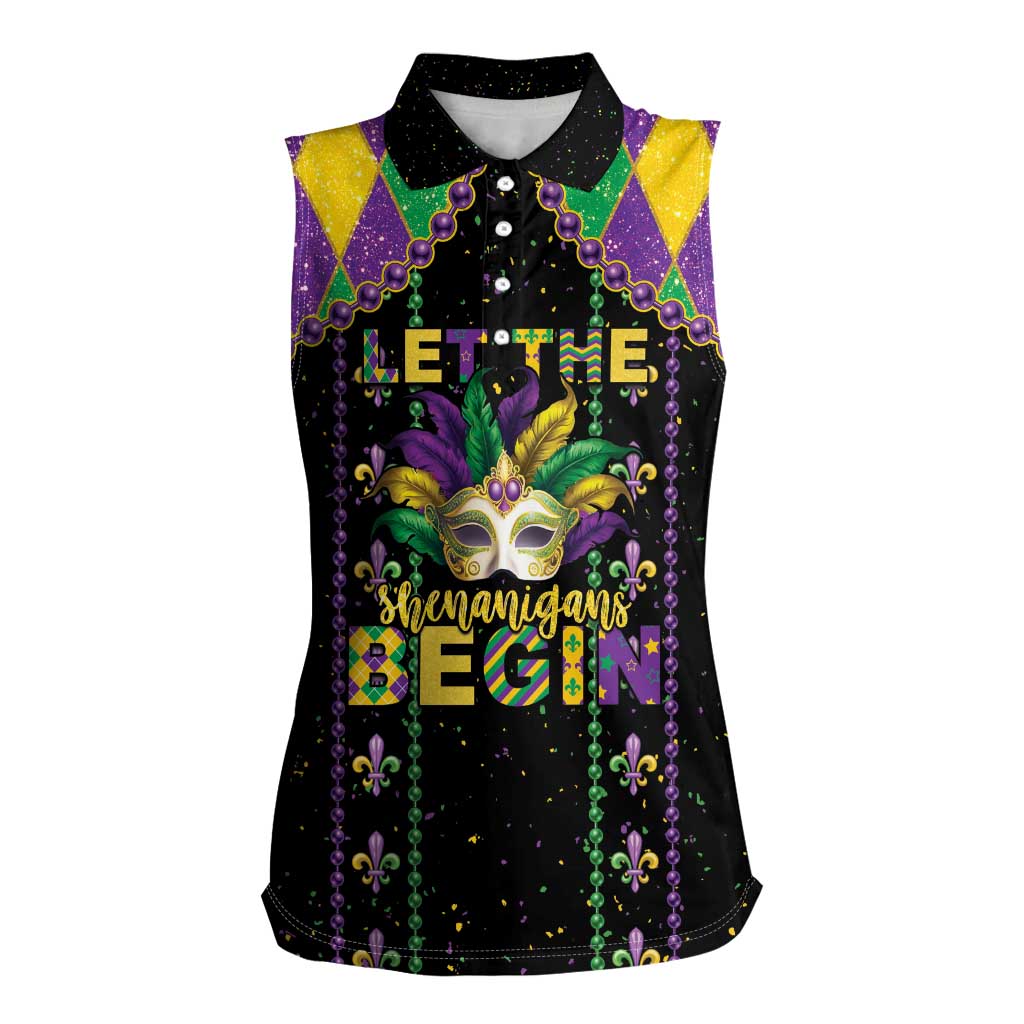 Funny Mardi Gras Women Sleeveless Polo Shirt Let The Shenanigans Begin LT05 - Wonder Print Shop