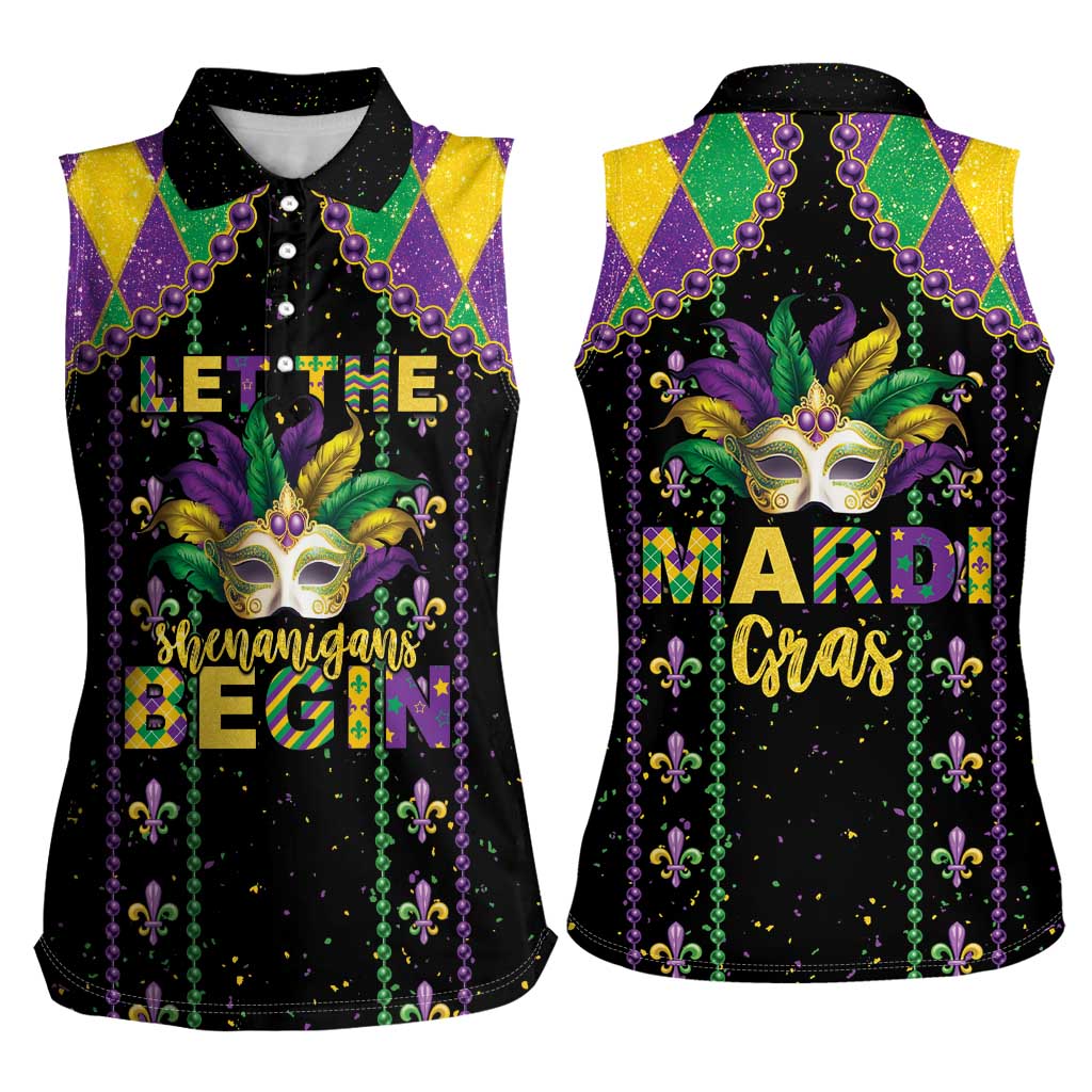 Funny Mardi Gras Women Sleeveless Polo Shirt Let The Shenanigans Begin LT05 - Wonder Print Shop