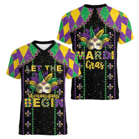 Funny Mardi Gras Women V-Neck T-Shirt Let The Shenanigans Begin LT05 - Wonder Print Shop