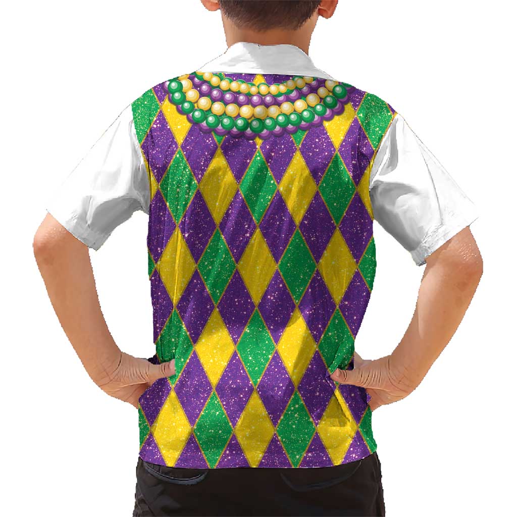 Mardi Gras Kid Hawaiian Shirt Cosplay Costume Glitter Style