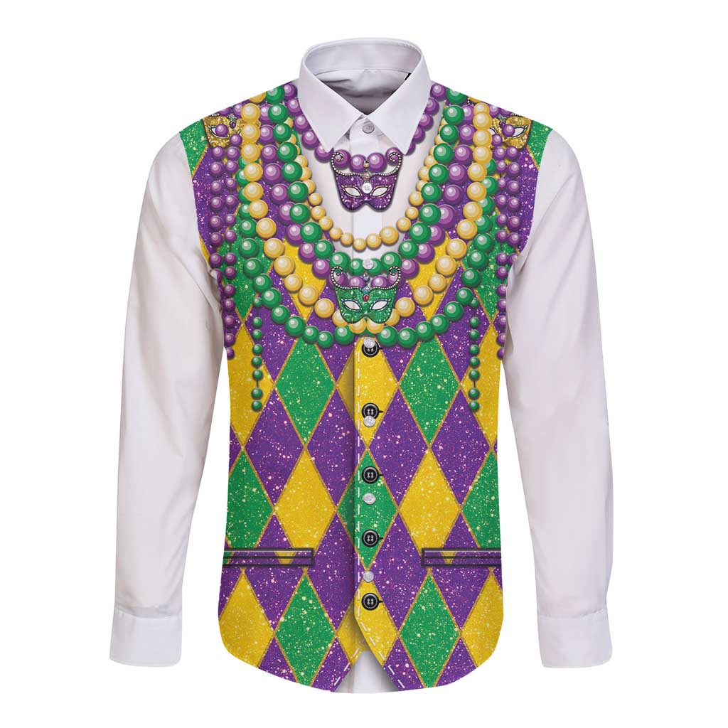 Mardi Gras Long Sleeve Button Shirt Cosplay Costume Glitter Style