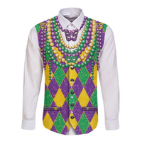 Mardi Gras Long Sleeve Button Shirt Cosplay Costume Glitter Style