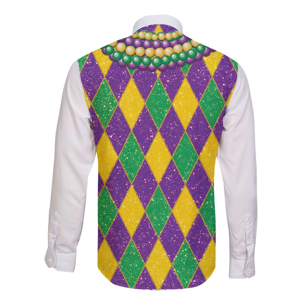 Mardi Gras Long Sleeve Button Shirt Cosplay Costume Glitter Style