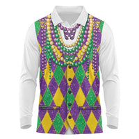 Mardi Gras Long Sleeve Polo Shirt Cosplay Costume Glitter Style