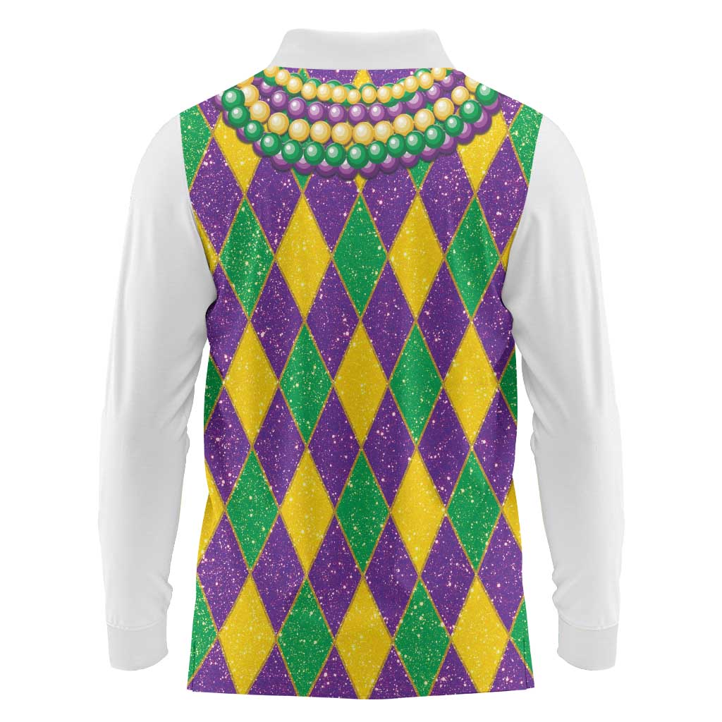 Mardi Gras Long Sleeve Polo Shirt Cosplay Costume Glitter Style