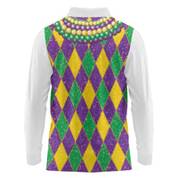 Mardi Gras Long Sleeve Polo Shirt Cosplay Costume Glitter Style