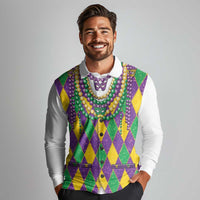 Mardi Gras Long Sleeve Polo Shirt Cosplay Costume Glitter Style