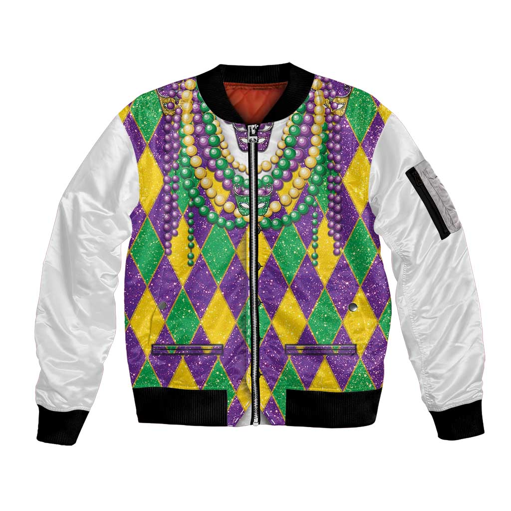 Mardi Gras Sleeve Zip Bomber Jacket Cosplay Costume Glitter Style LT05 - Wonder Print Shop