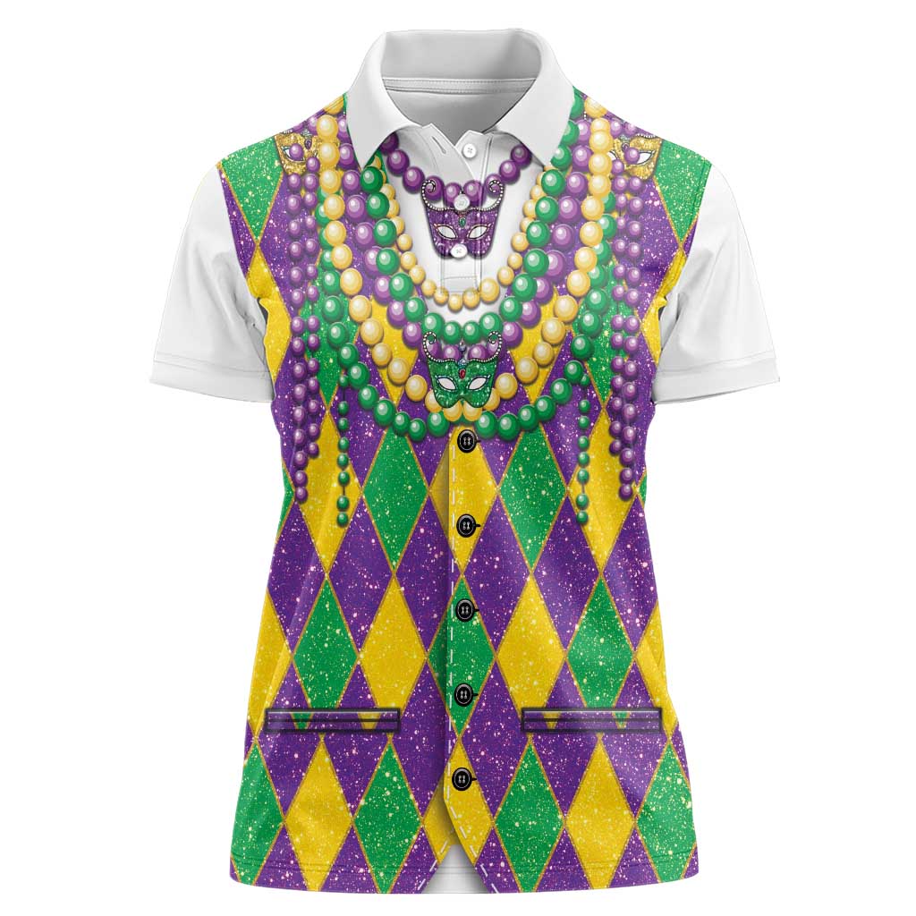 Mardi Gras Women Polo Shirt Cosplay Costume Glitter Style LT05 - Wonder Print Shop