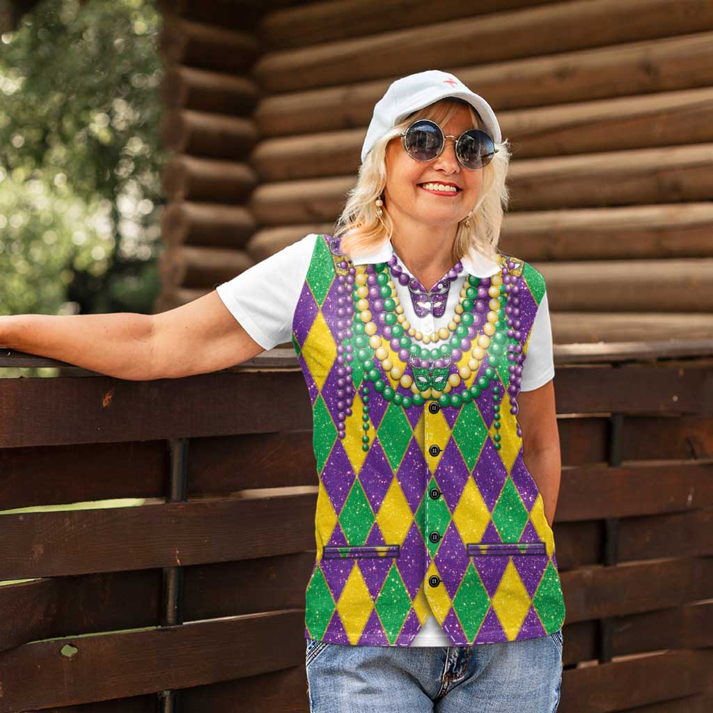 Mardi Gras Women Polo Shirt Cosplay Costume Glitter Style LT05 - Wonder Print Shop