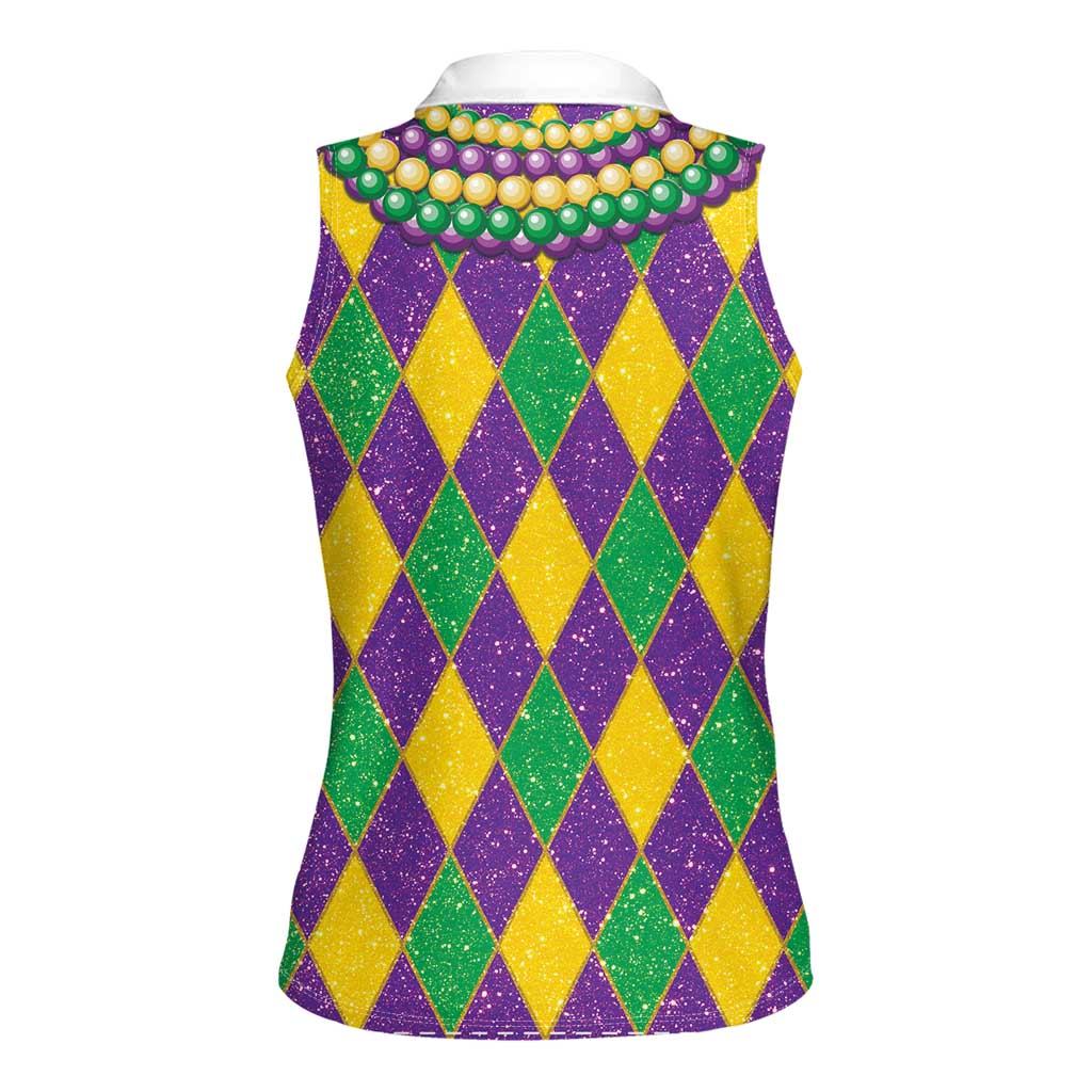 Mardi Gras Women Sleeveless Polo Shirt Cosplay Costume Glitter Style LT05 - Wonder Print Shop