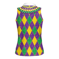 Mardi Gras Women Sleeveless Polo Shirt Cosplay Costume Glitter Style LT05 - Wonder Print Shop