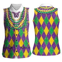 Mardi Gras Women Sleeveless Polo Shirt Cosplay Costume Glitter Style LT05 - Wonder Print Shop