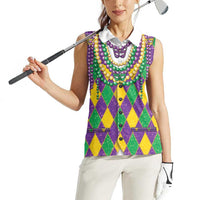 Mardi Gras Women Sleeveless Polo Shirt Cosplay Costume Glitter Style LT05 - Wonder Print Shop