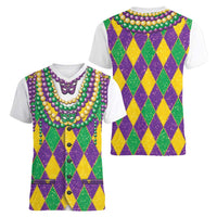 Mardi Gras Women V-Neck T-Shirt Cosplay Costume Glitter Style LT05 - Wonder Print Shop