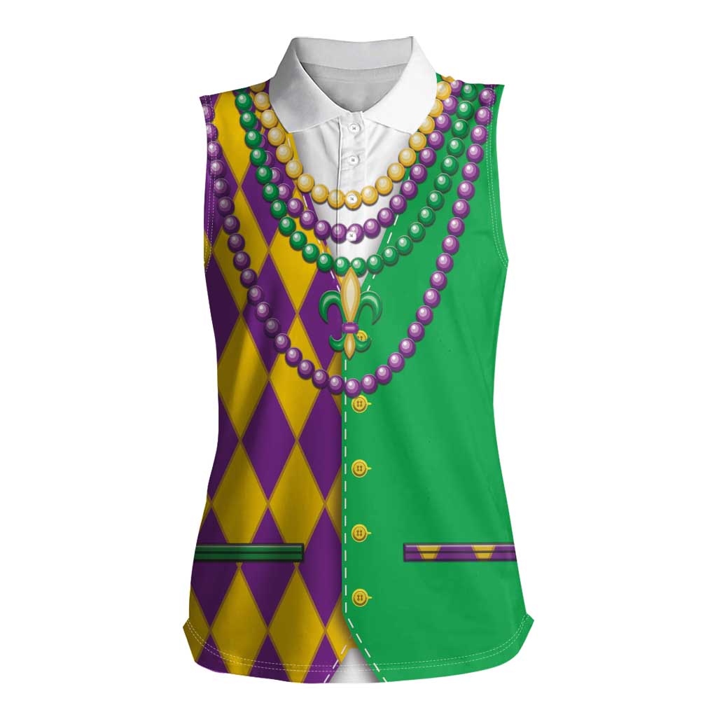 Mardi Gras Women Sleeveless Polo Shirt Cosplay Costume LT05 - Wonder Print Shop