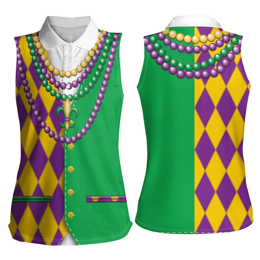 Mardi Gras Women Sleeveless Polo Shirt Cosplay Costume LT05 - Wonder Print Shop