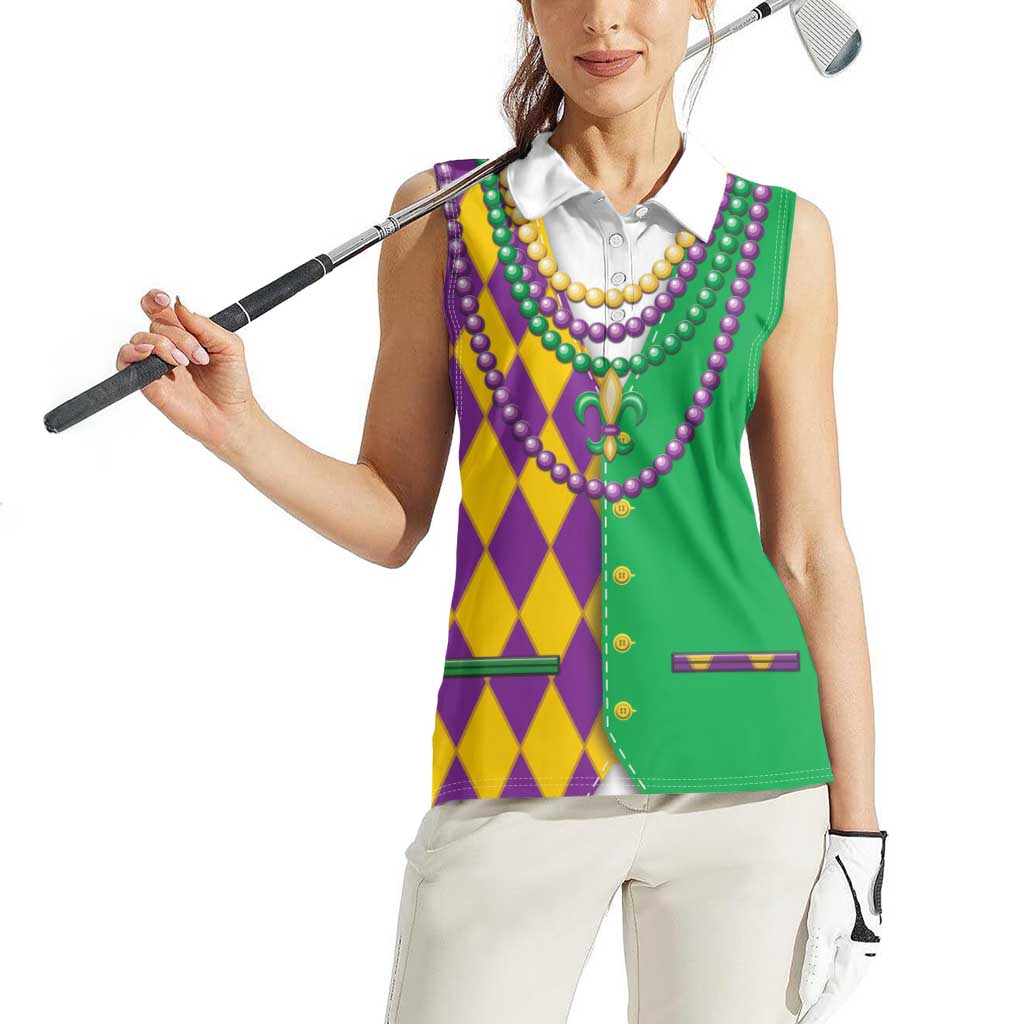 Mardi Gras Women Sleeveless Polo Shirt Cosplay Costume LT05 - Wonder Print Shop