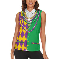 Mardi Gras Women Sleeveless Polo Shirt Cosplay Costume LT05 - Wonder Print Shop