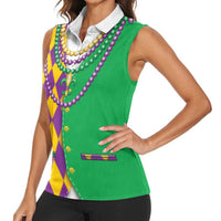 Mardi Gras Women Sleeveless Polo Shirt Cosplay Costume LT05 - Wonder Print Shop