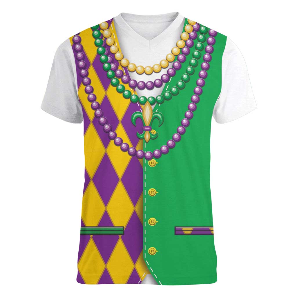 Mardi Gras Women V-Neck T-Shirt Cosplay Costume LT05 - Wonder Print Shop