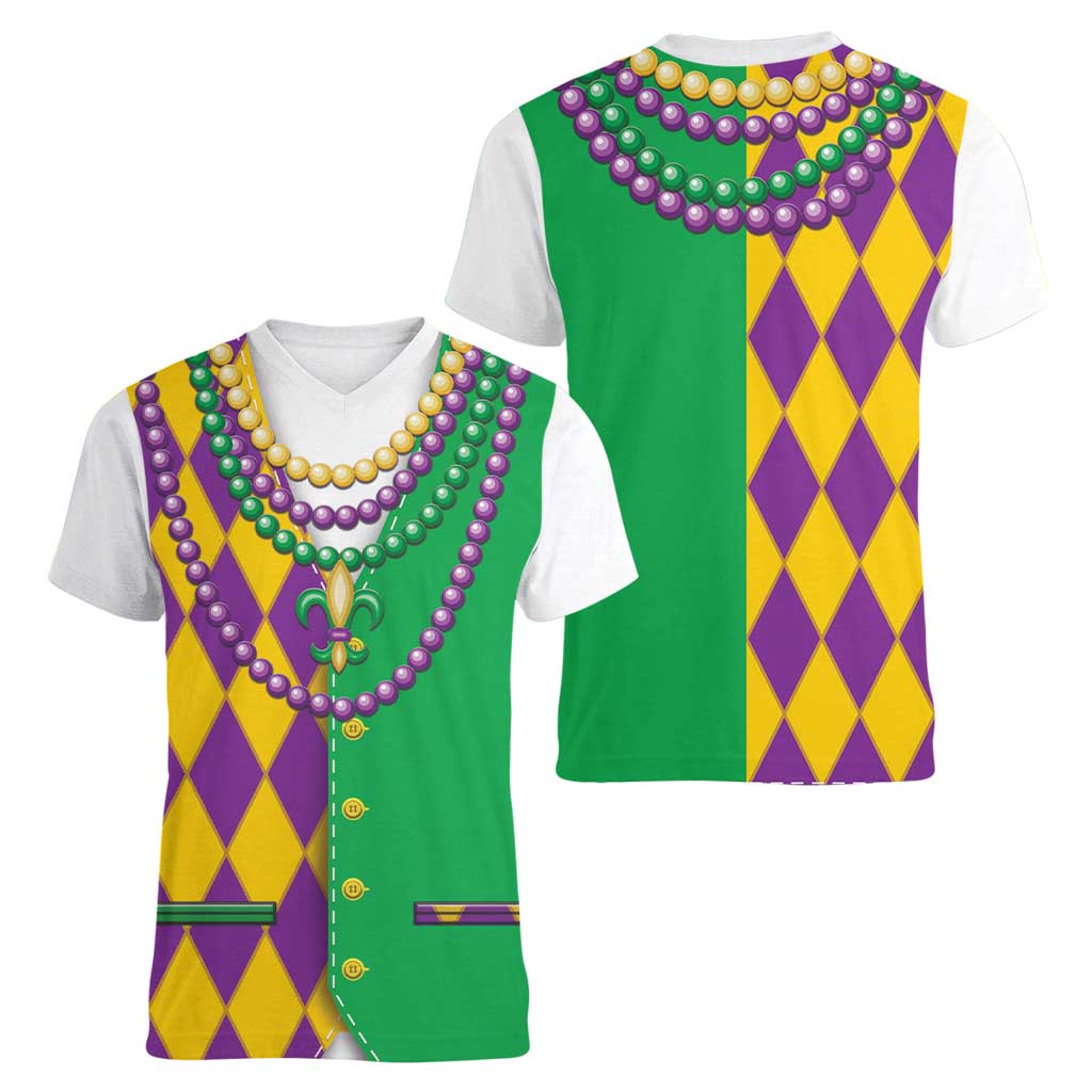 Mardi Gras Women V-Neck T-Shirt Cosplay Costume LT05 - Wonder Print Shop
