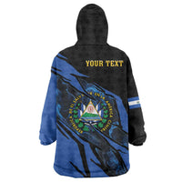 Personalised El Salvador Wearable Blanket Hoodie Coat Of Arm Special Style