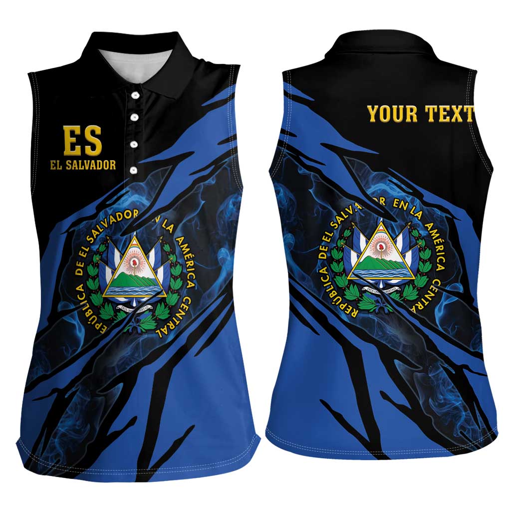 Personalised El Salvador Women Sleeveless Polo Shirt Coat Of Arm Special Style