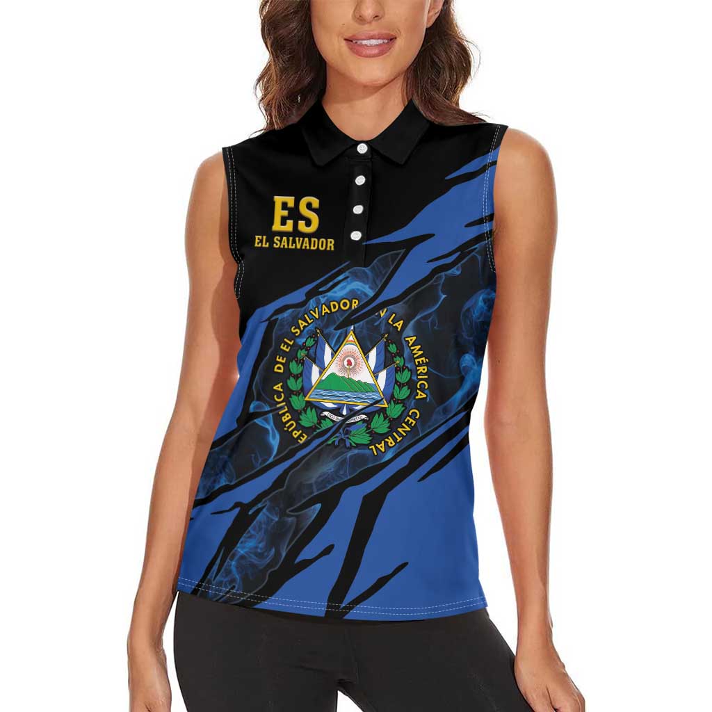 Personalised El Salvador Women Sleeveless Polo Shirt Coat Of Arm Special Style