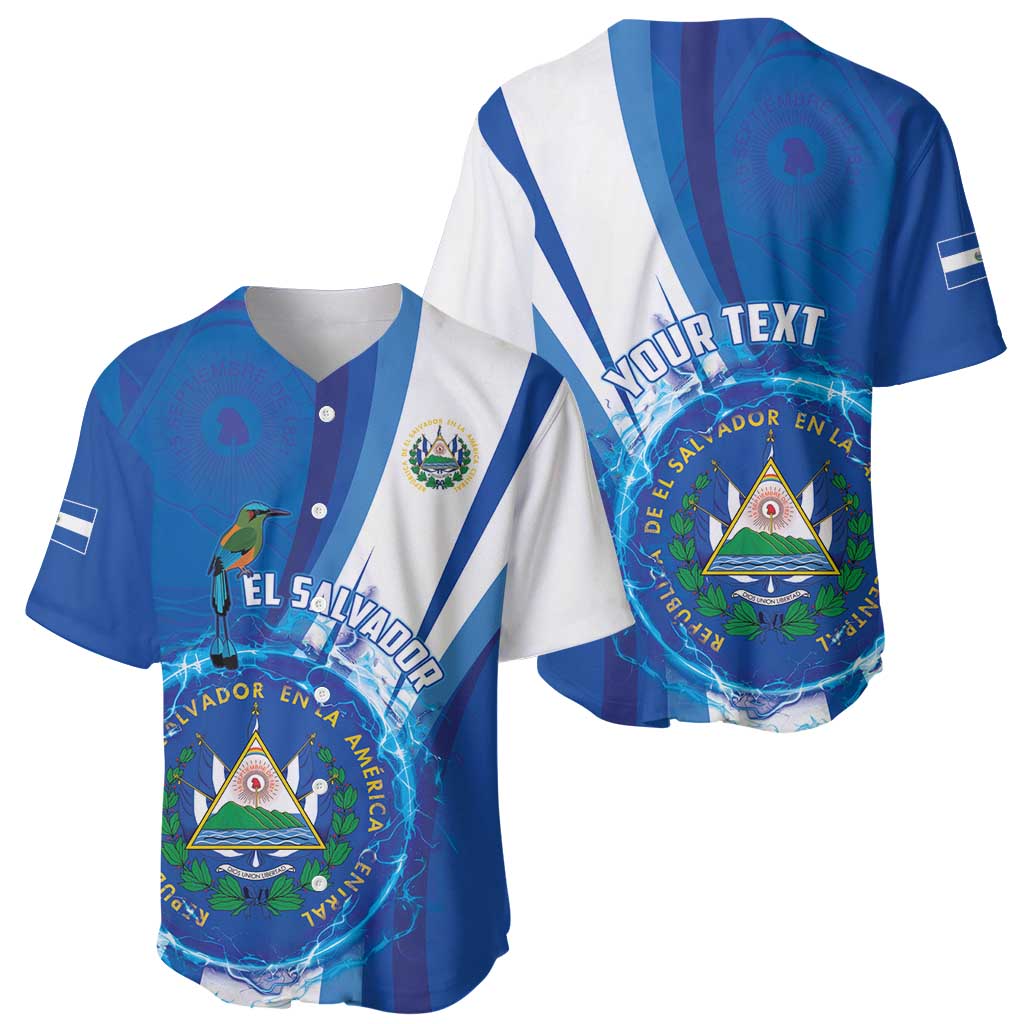 Personalised El Salvador Baseball Jersey Torogoz Bird Salvadoran Pride